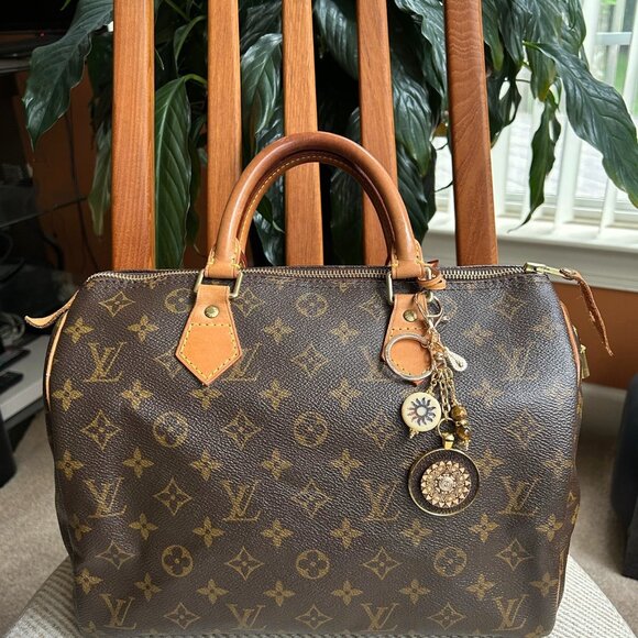 MANDALA LASER ENGRAVED Bag Charm Brown Gold Tone💮 - Picture 2 of 9